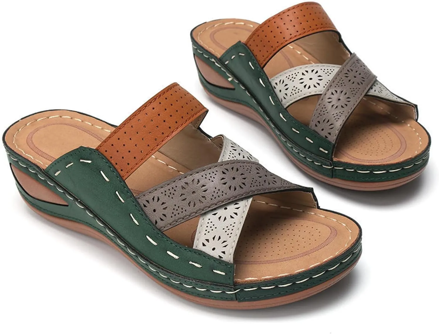 Ladmiple Womens Sandals Comfortable Slides Orthotic Flip Flops Open Toe Arch Support Dressy Summer Orthopedic Slippers