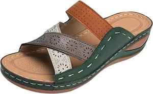 Ladmiple Womens Sandals Comfortable Slides Orthotic Flip Flops Open Toe Arch Support Dressy Summer Orthopedic Slippers