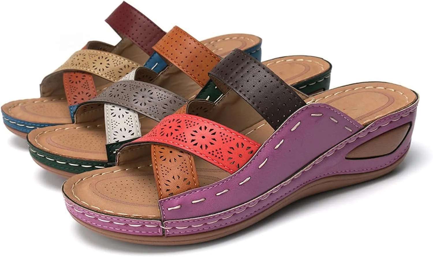Ladmiple Womens Sandals Comfortable Slides Orthotic Flip Flops Open Toe Arch Support Dressy Summer Orthopedic Slippers