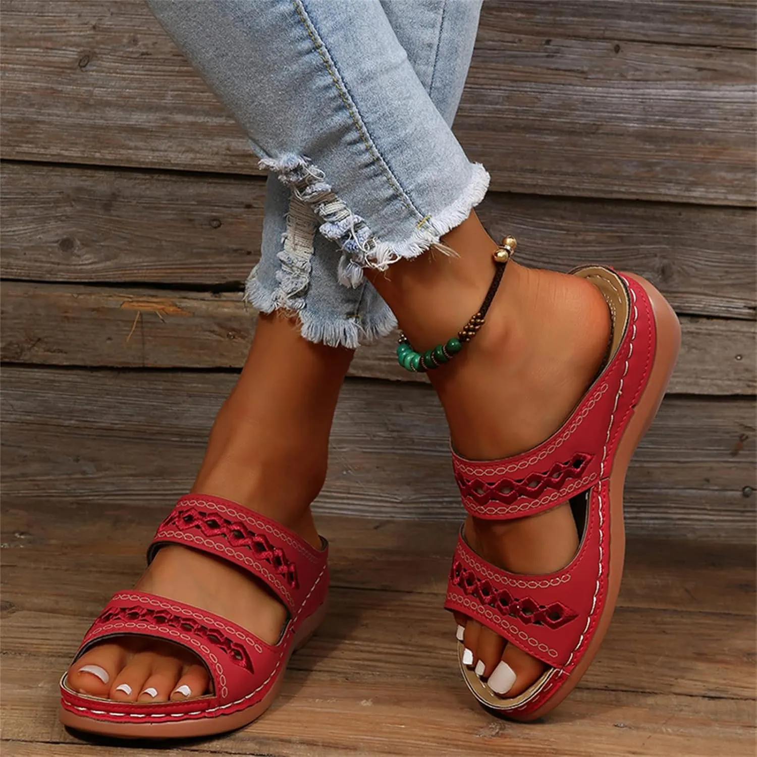 Ladmiple Women's Sandals Comfortable Walking Orthotic Slides Dressy Orthopedic Flip Flops Summer Shoes with Arch Support