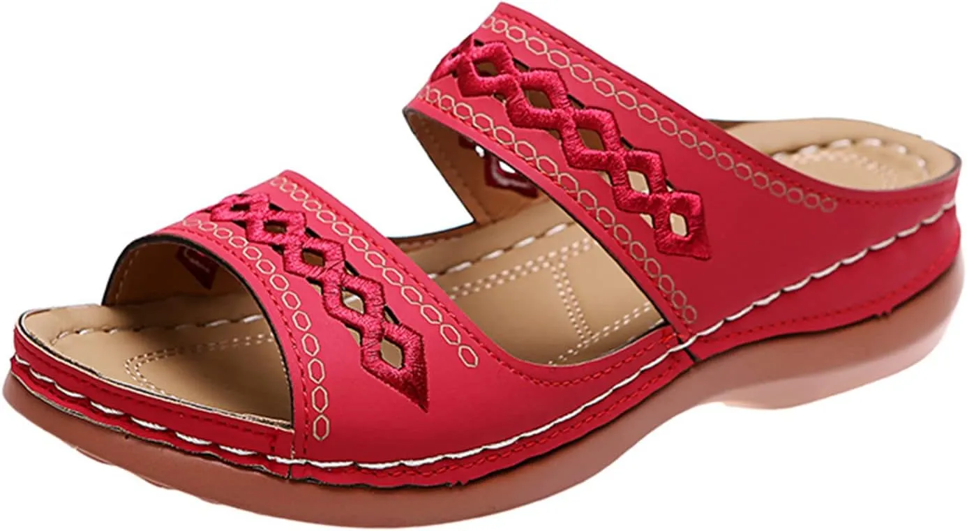 Ladmiple Women's Sandals Comfortable Walking Orthotic Slides Dressy Orthopedic Flip Flops Summer Shoes with Arch Support
