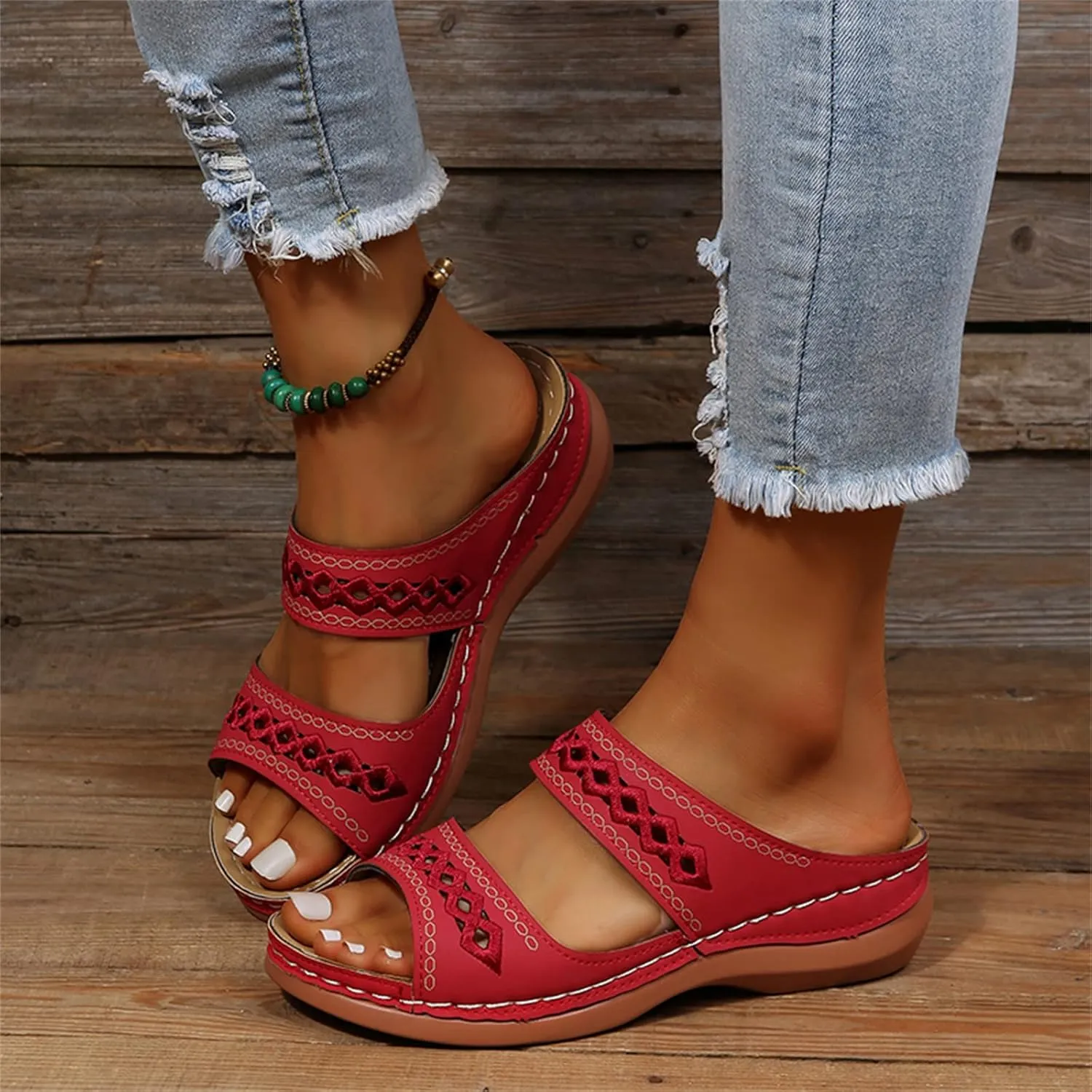 Ladmiple Women's Sandals Comfortable Walking Orthotic Slides Dressy Orthopedic Flip Flops Summer Shoes with Arch Support