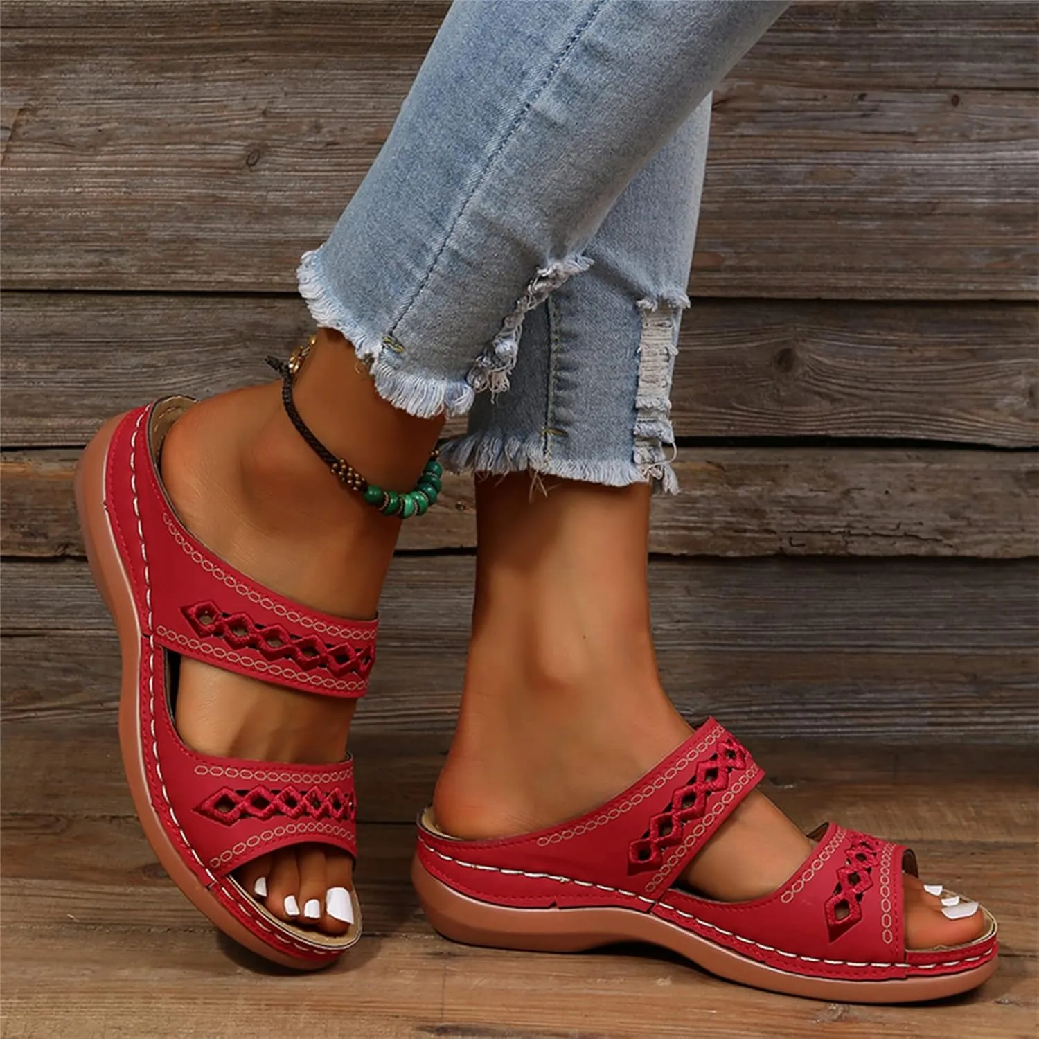 Ladmiple Women's Sandals Comfortable Walking Orthotic Slides Dressy Orthopedic Flip Flops Summer Shoes with Arch Support