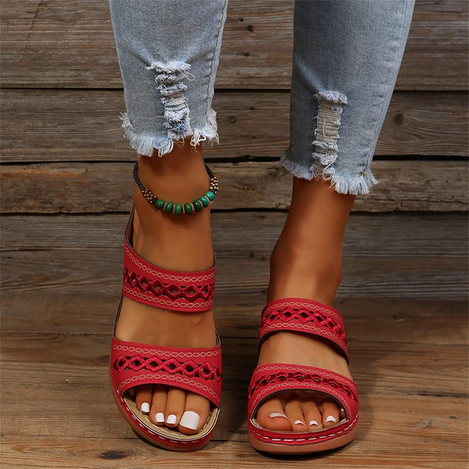Ladmiple Women's Sandals Comfortable Walking Orthotic Slides Dressy Orthopedic Flip Flops Summer Shoes with Arch Support