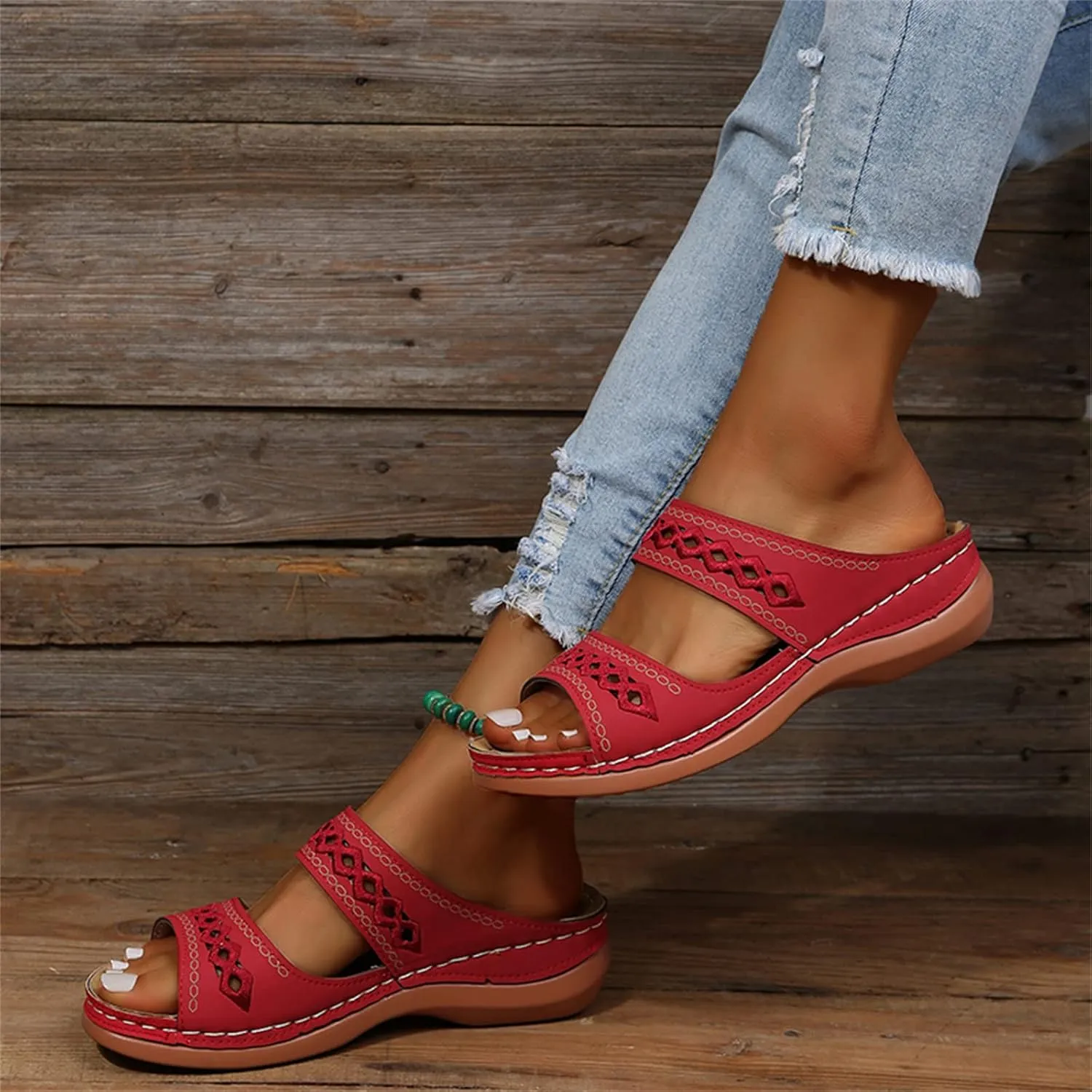 Ladmiple Women's Sandals Comfortable Walking Orthotic Slides Dressy Orthopedic Flip Flops Summer Shoes with Arch Support