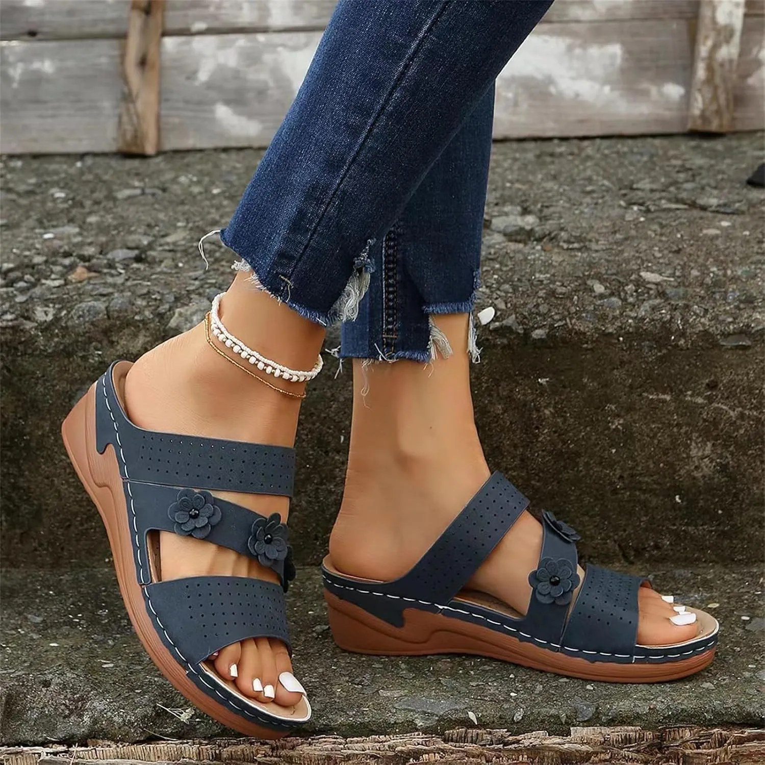 Ladmiple Womens Sandals Dressy Flat Comfortable Arch Support Orthotic Flip Flops Summer Walking Cute Orthopedic Slides 2024