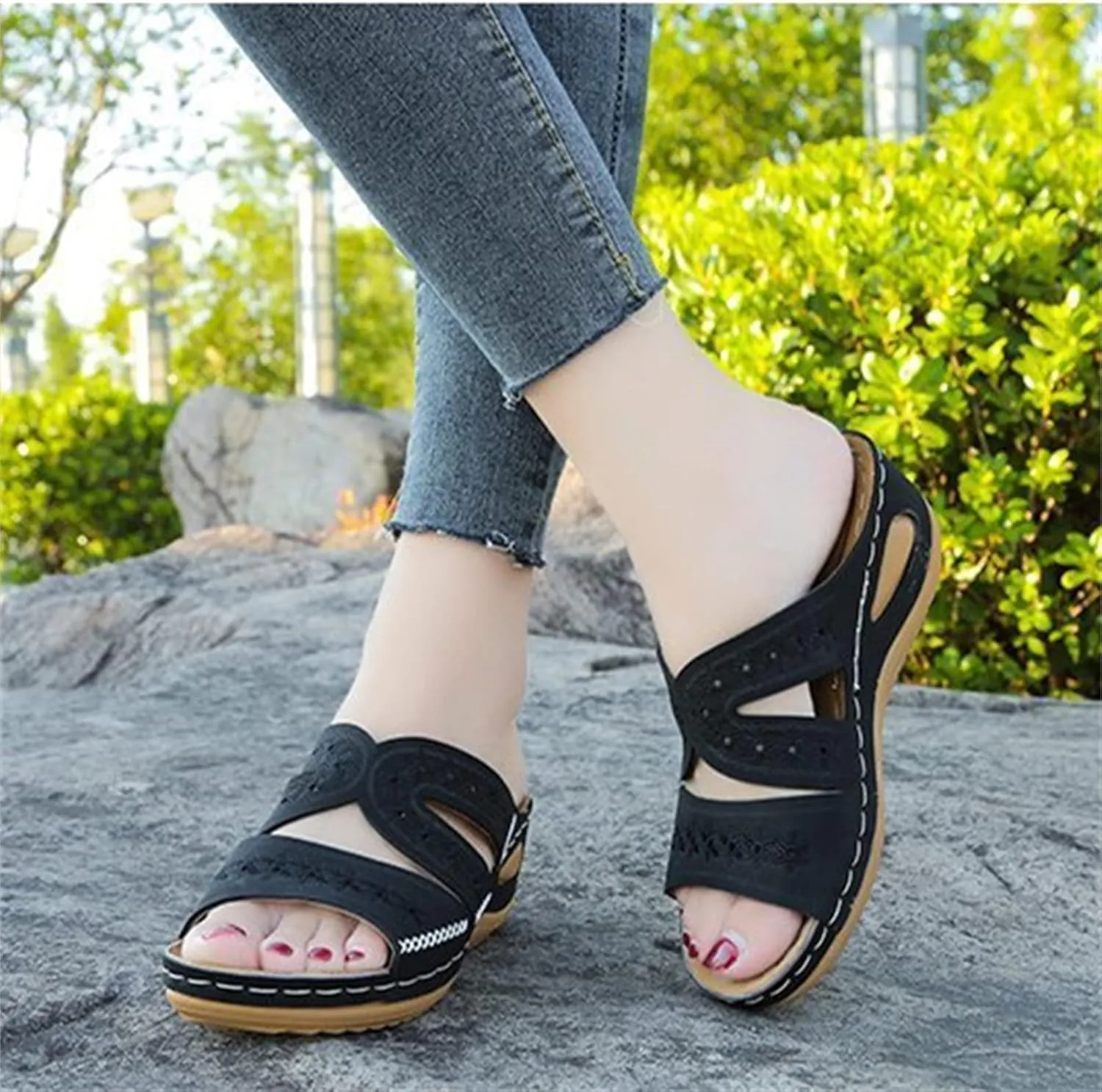 Ladmiple Womens Sandals With Arch Support Walking Orthopedic Flip Flops Dressy Summer Comfortable Orthotic Slides 2024