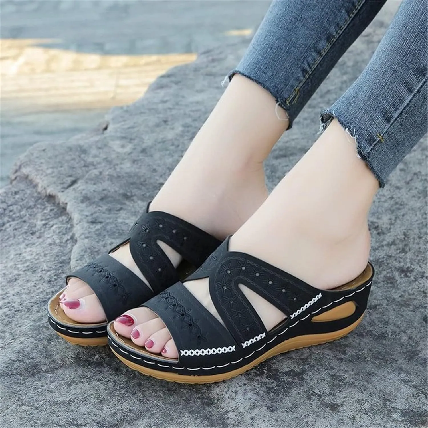 Ladmiple Womens Sandals With Arch Support Walking Orthopedic Flip Flops Dressy Summer Comfortable Orthotic Slides 2024
