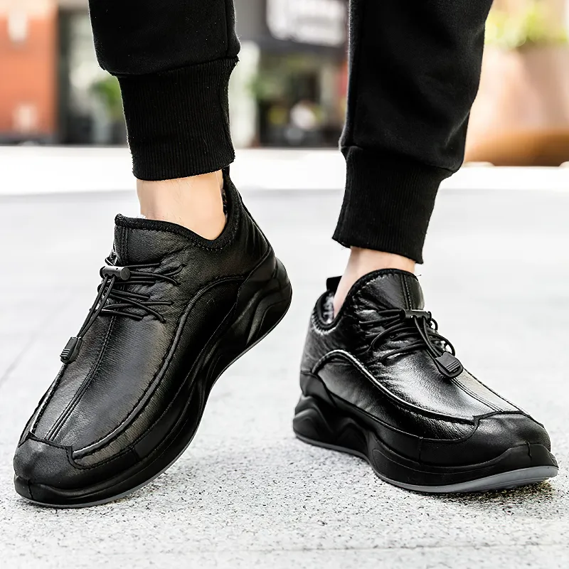 Leather Alternative Sneakers For Men / Waterproof Men's Black Footwear