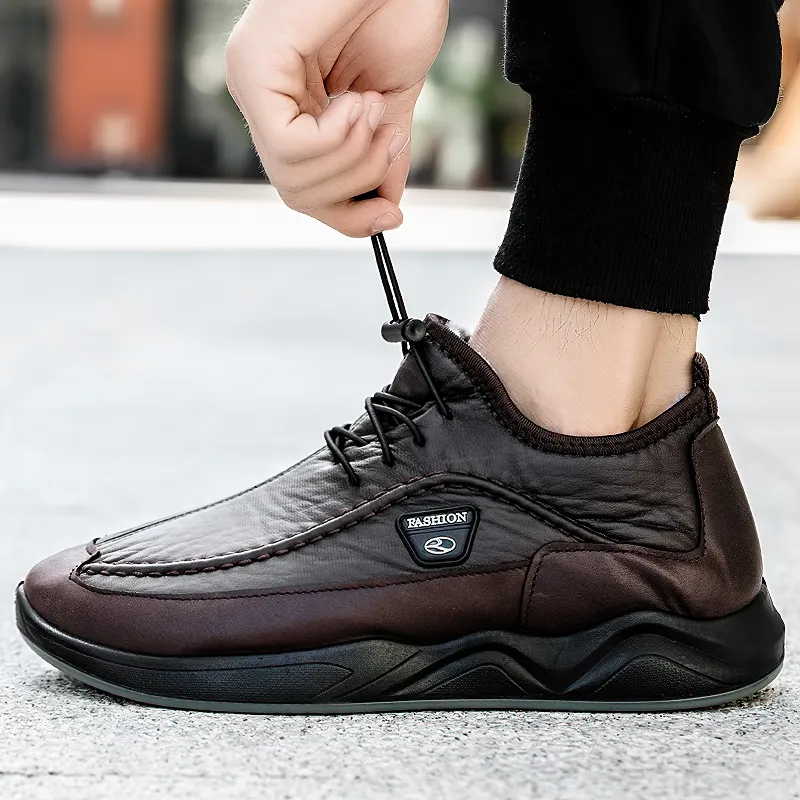 Leather Alternative Sneakers For Men / Waterproof Men's Black Footwear