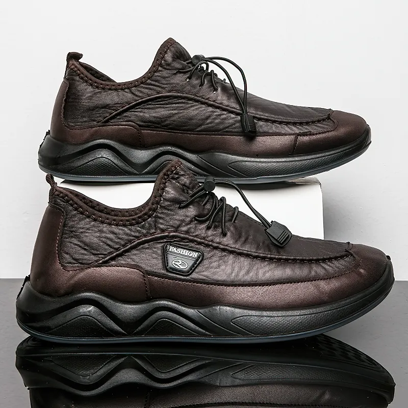 Leather Alternative Sneakers For Men / Waterproof Men's Black Footwear
