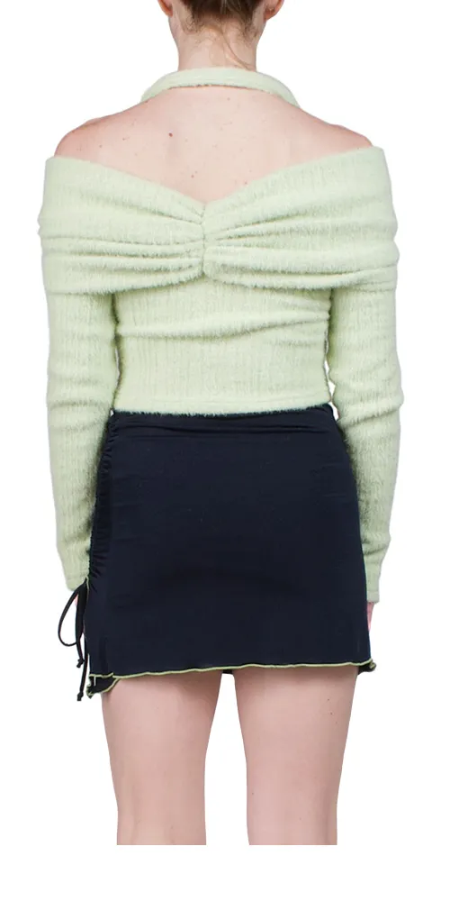 Ledi Off-The-Shoulder Ruched Knit Top