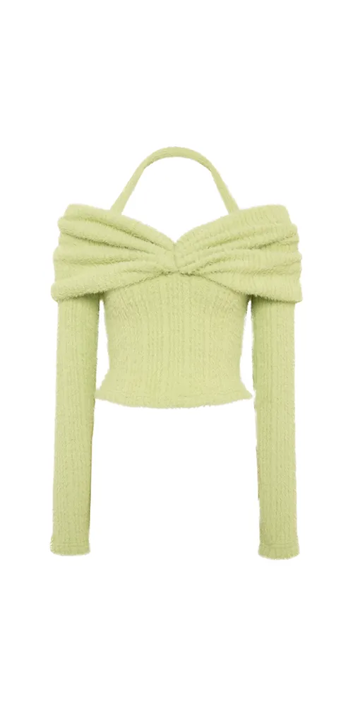Ledi Off-The-Shoulder Ruched Knit Top