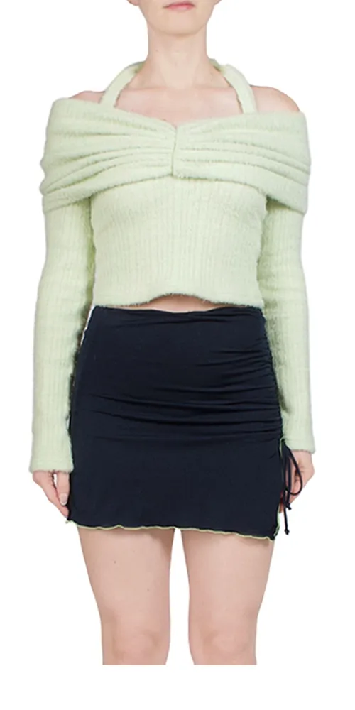 Ledi Off-The-Shoulder Ruched Knit Top