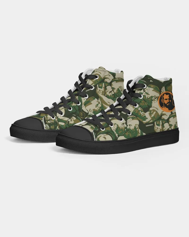 Love, Not War, Men's Hightop Canvas Sneakers - Black