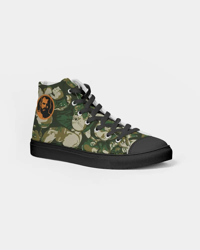 Love, Not War, Men's Hightop Canvas Sneakers - Black
