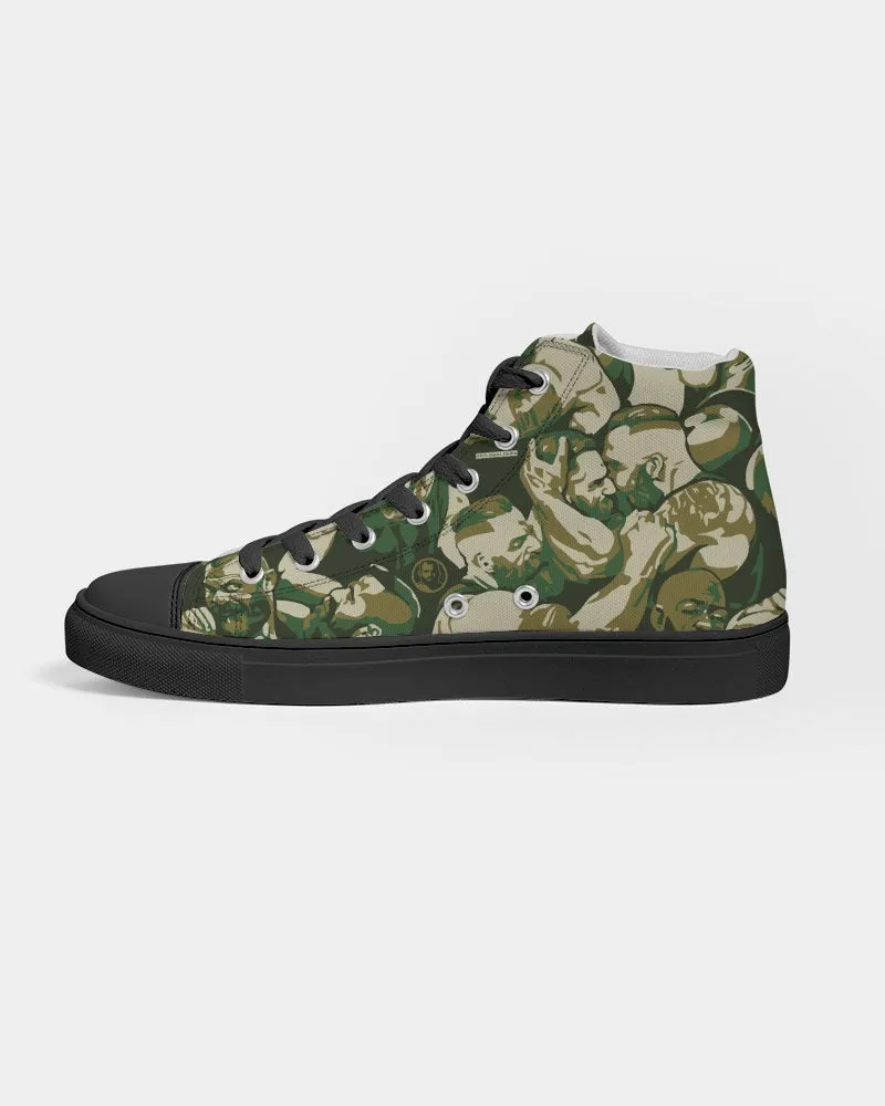 Love, Not War, Men's Hightop Canvas Sneakers - Black