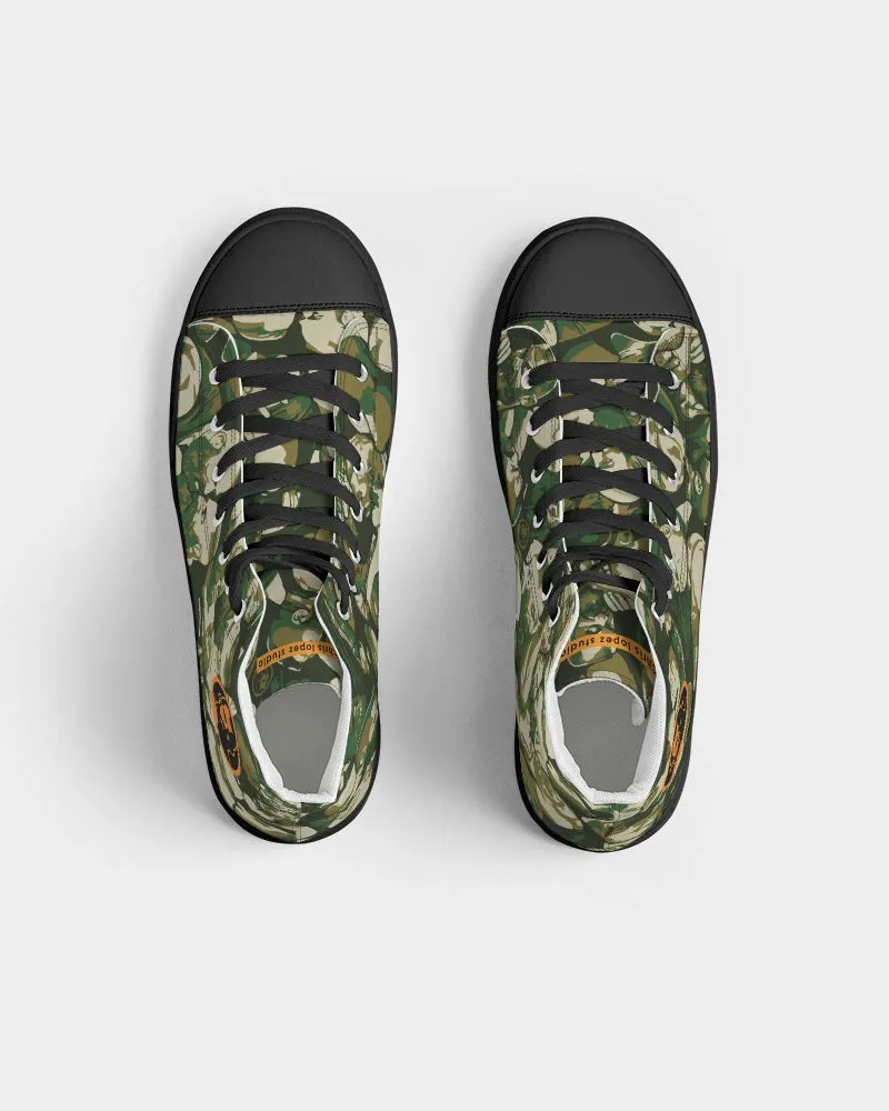 Love, Not War, Men's Hightop Canvas Sneakers - Black
