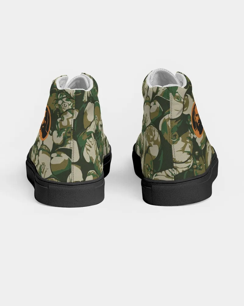 Love, Not War, Men's Hightop Canvas Sneakers - Black