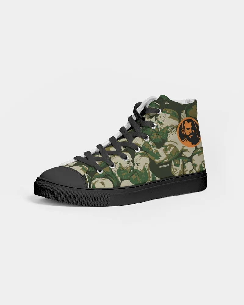 Love, Not War, Men's Hightop Canvas Sneakers - Black