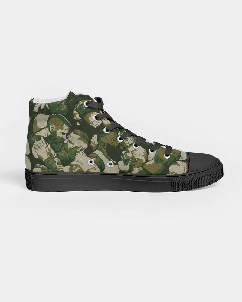 Love, Not War, Men's Hightop Canvas Sneakers - Black