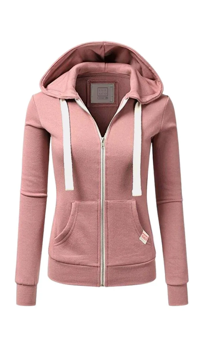 Luexco Women's Hoodie Sweatshirt Solid Long Sleeve