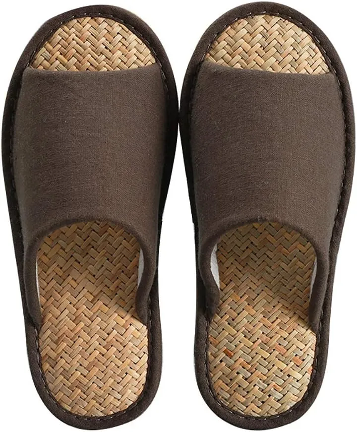 MAGILONA Women Mens Unisex Washable Cotton Open-Toe Home Slippers Indoor Shoes Casual Flax Soft Non-Slip Sole Shoes