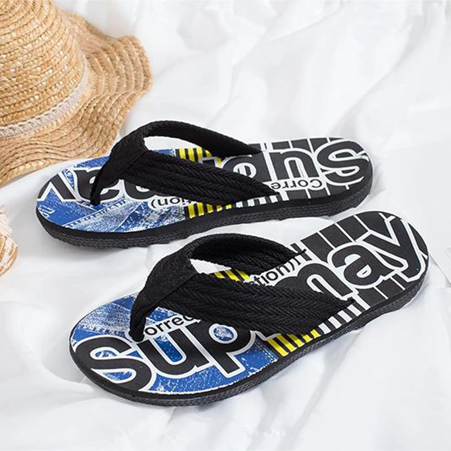 Men Summer Casual Outside Wear Beach Non Slip Breathable Flip Flops Toes Big Size Flat Bottom Mens Deer Slippers