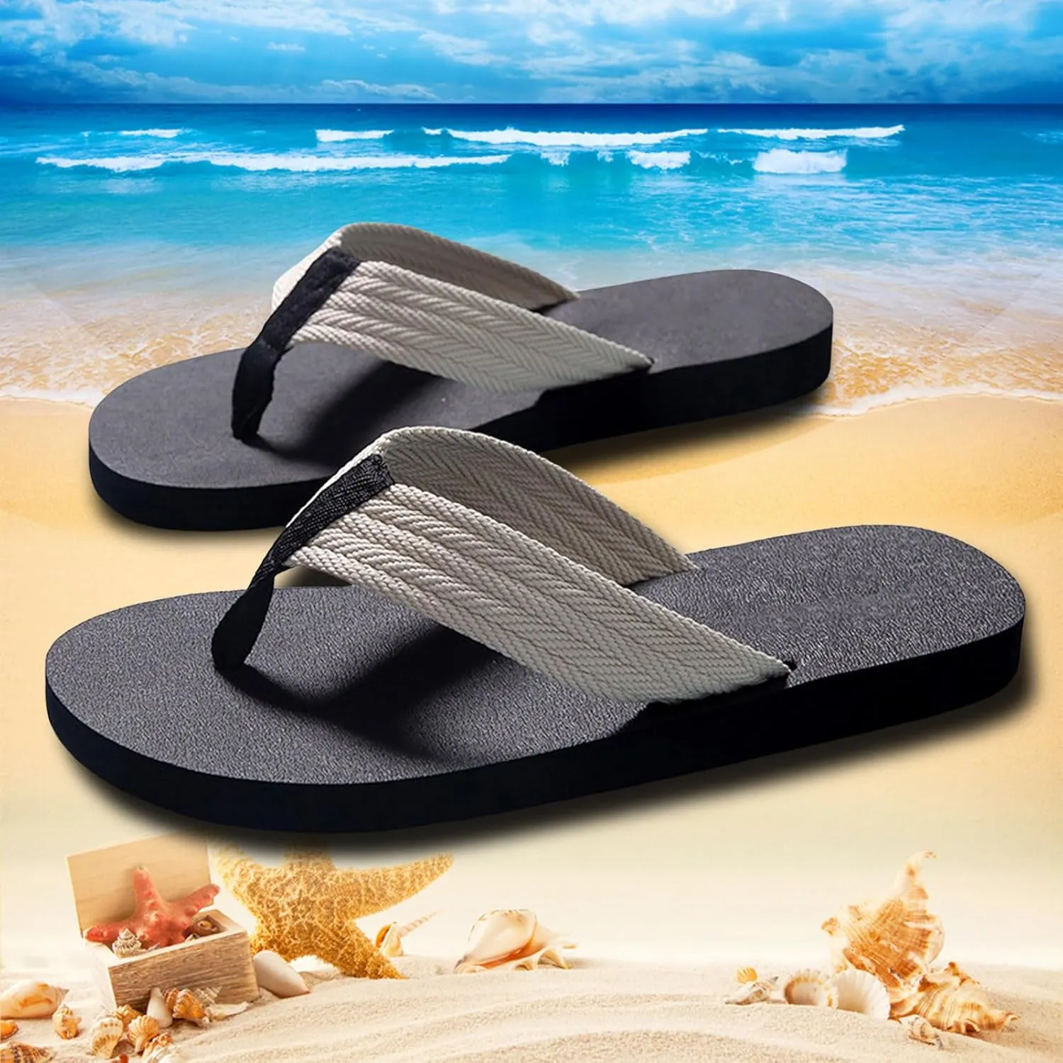 Men Summer Casual Outside Wear Beach Non Slip Breathable Flip Flops Toes Big Size Flat Mens Comfy Slippers Size 11