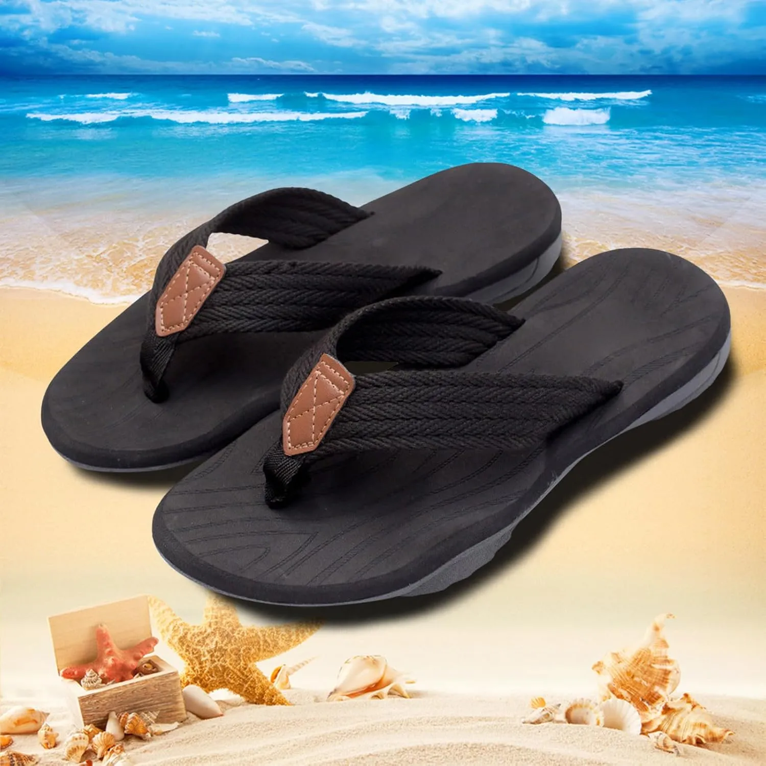 Men Summer Casual Outside Wear Beach Non Slip Breathable Flip Flops Toes Big Size Robe Set for Men with Slipper
