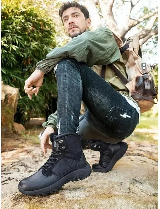 Men's Ankle High Waterproof Hiking Boots Outdoor Lightweight Work Boots