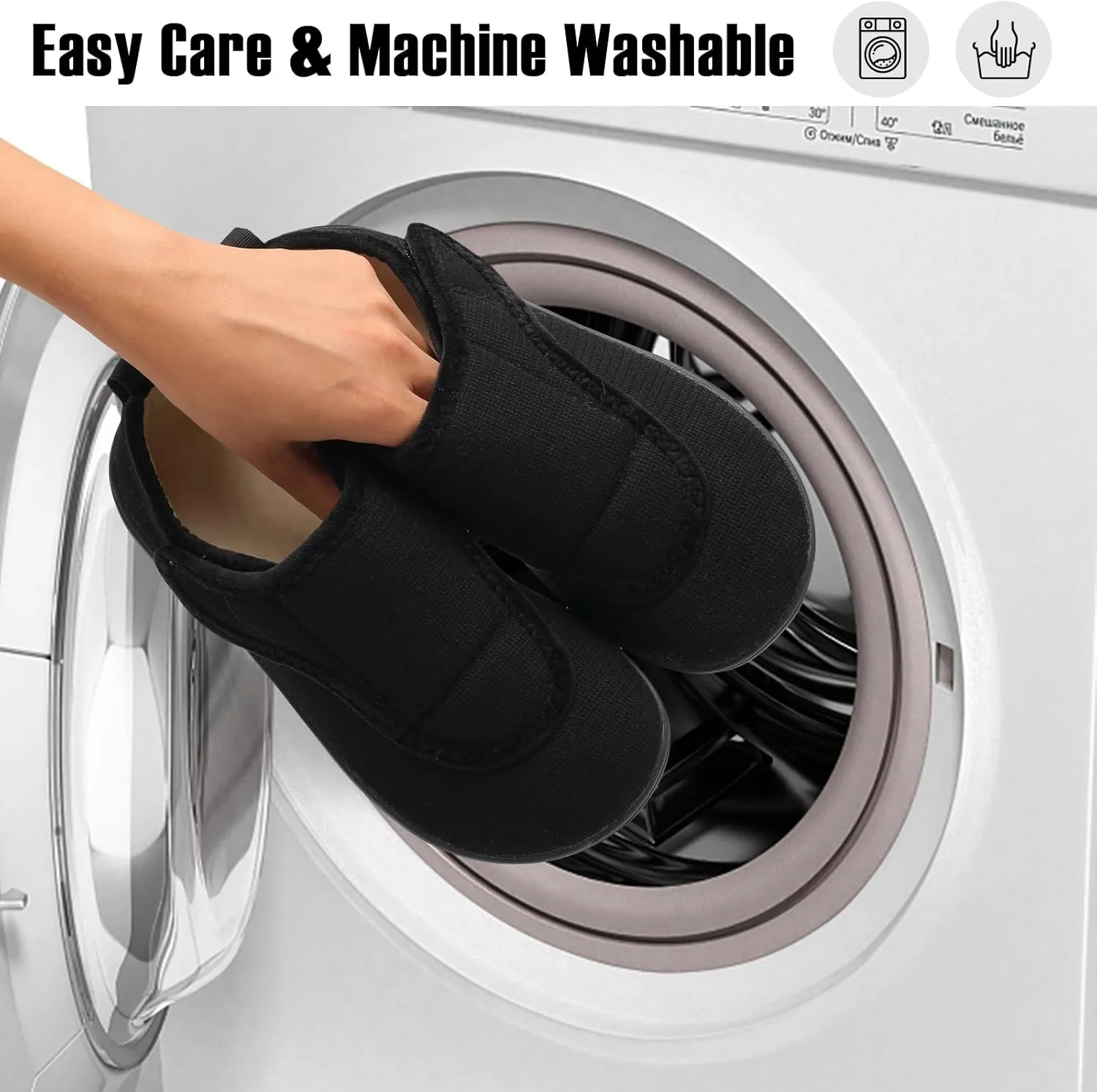 Mens Wide Slippers Comfy Diabetic Orthopedic Shoes Adjustable House Slippers Swollen Feet Walking Shoes