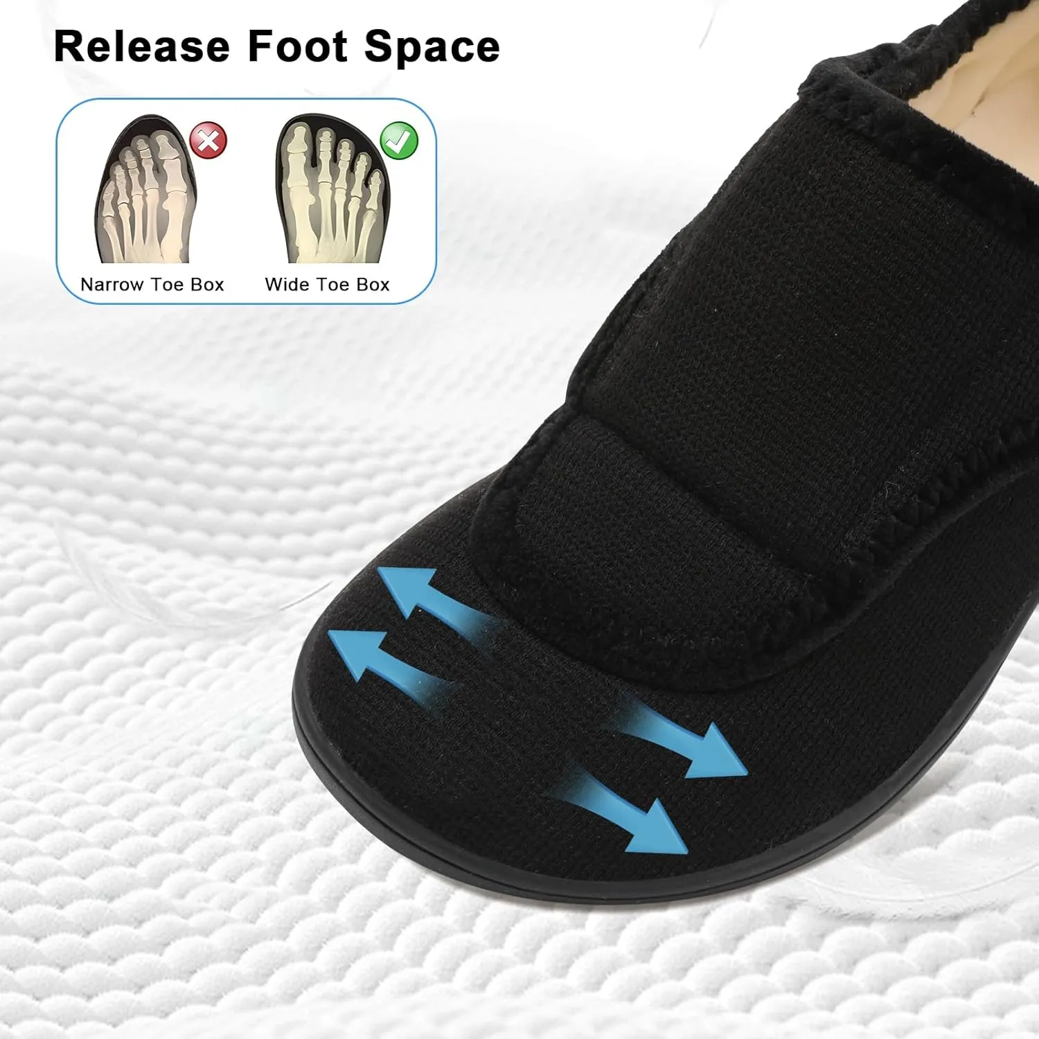 Mens Wide Slippers Comfy Diabetic Orthopedic Shoes Adjustable House Slippers Swollen Feet Walking Shoes