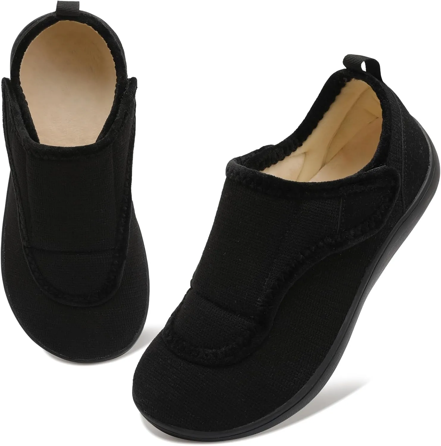 Mens Wide Slippers Comfy Diabetic Orthopedic Shoes Adjustable House Slippers Swollen Feet Walking Shoes