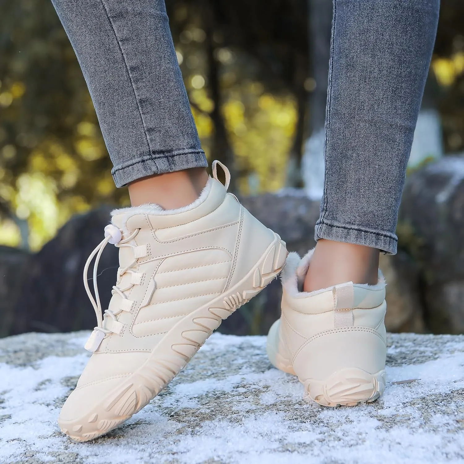 Men's Women's Winter Hiking Boots 2025 Slip On Warm Snow Boots Waterproof Wide Toe Ankle Booties Non Slip Hike Shoes Women for Hiking Walking Outdoor Unisex