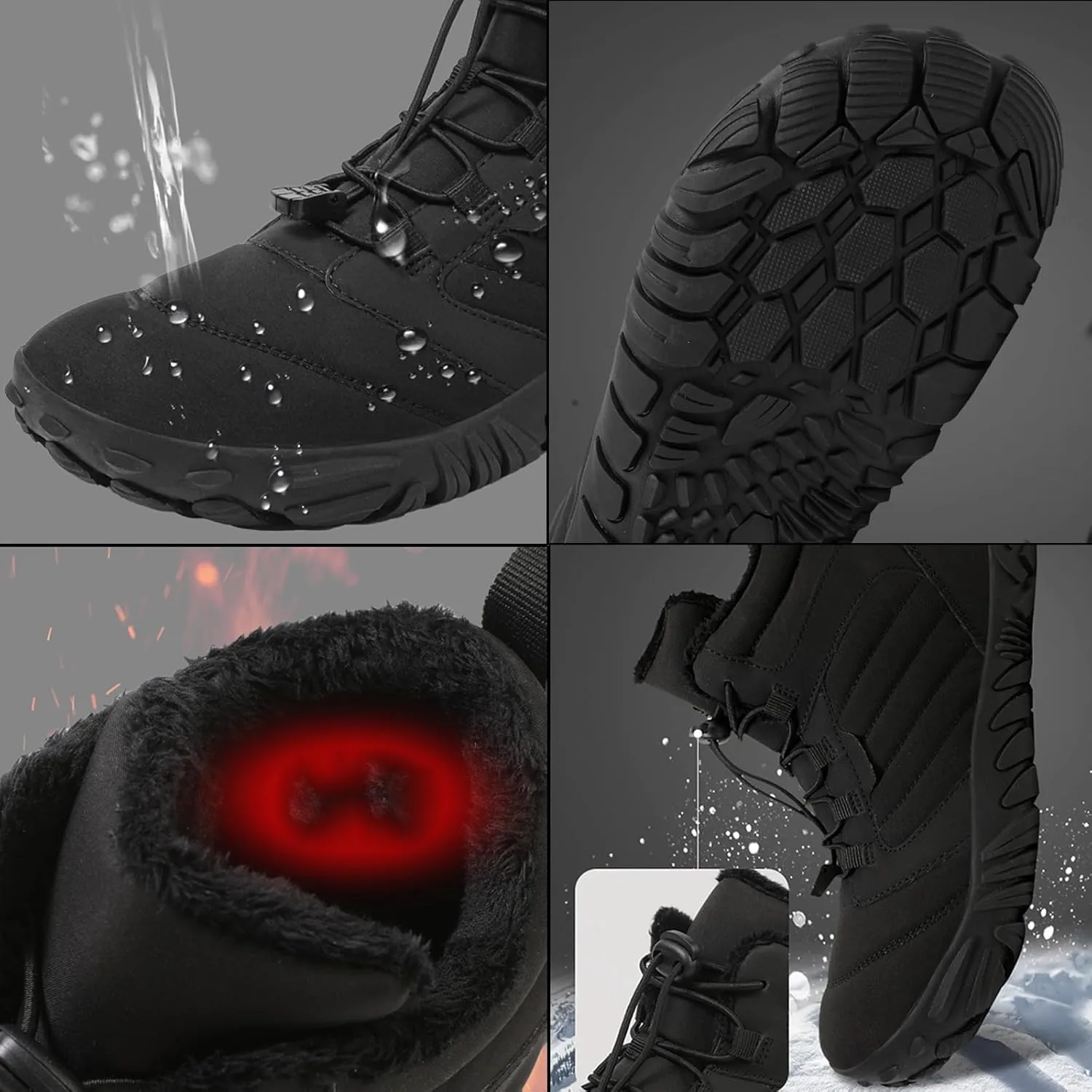 Men's Women's Winter Hiking Boots 2025 Slip On Warm Snow Boots Waterproof Wide Toe Ankle Booties Non Slip Hike Shoes Women for Hiking Walking Outdoor Unisex
