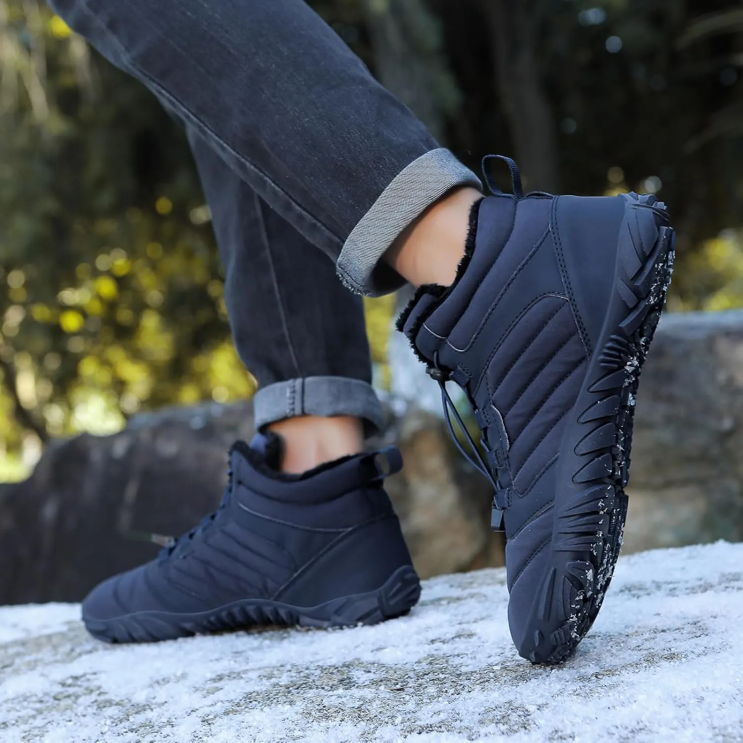 Men's Women's Winter Hiking Boots 2025 Slip On Warm Snow Boots Waterproof Wide Toe Ankle Booties Non Slip Hike Shoes Women for Hiking Walking Outdoor Unisex