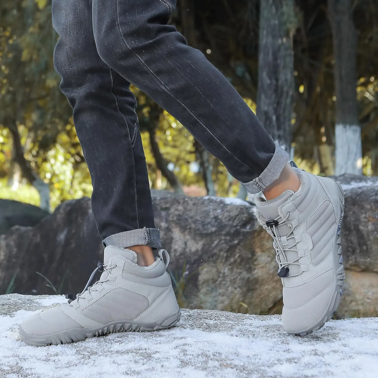 Men's Women's Winter Hiking Boots 2025 Slip On Warm Snow Boots Waterproof Wide Toe Ankle Booties Non Slip Hike Shoes Women for Hiking Walking Outdoor Unisex