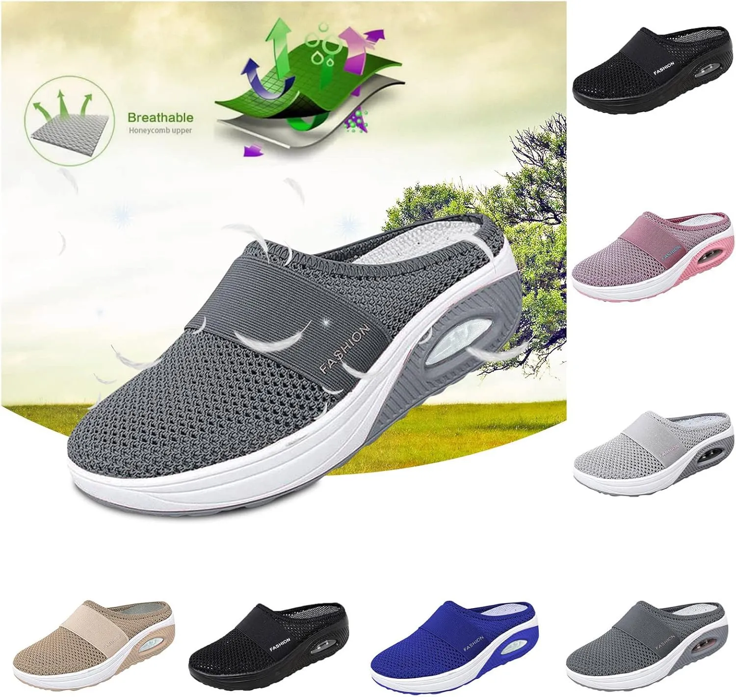 Mesh Sandals Women Casual Breathable Sneakers Fashion Slip on Walking Sandals Breathable Running Shoes