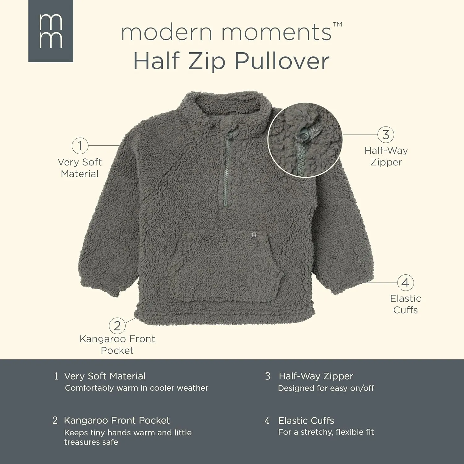 Modern Moments by Gerber Boys' Baby and Toddler Microplush Half-Zip Pullover