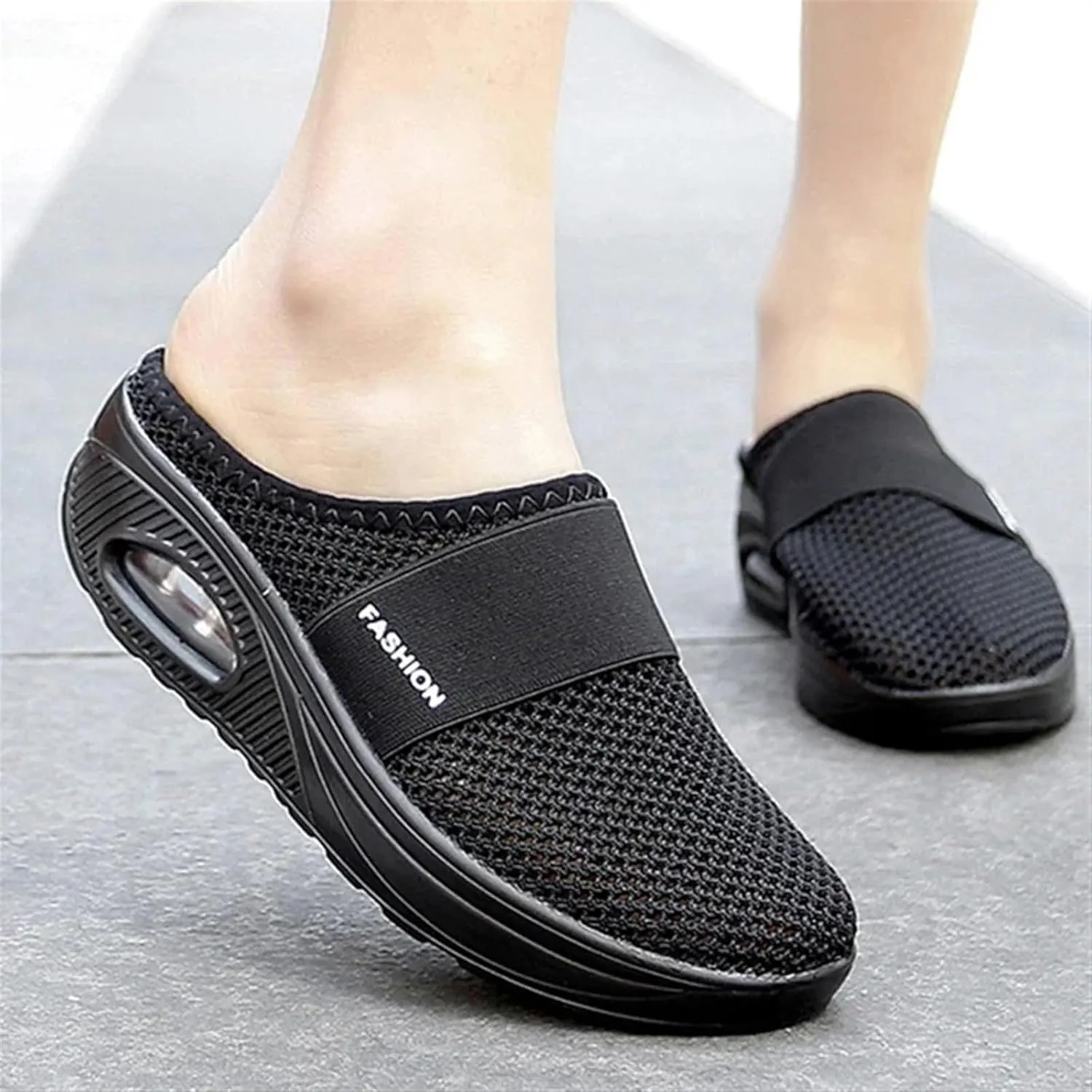 Mules for Women 2025 Breathable Comfort Wide Width Women's Air Cushion Slip On Walking Shoes Orthopedic Diabetic Walking Shoes Closed Toe Breathable Slippers Mesh Orthopedic Diabetic Walking Shoe
