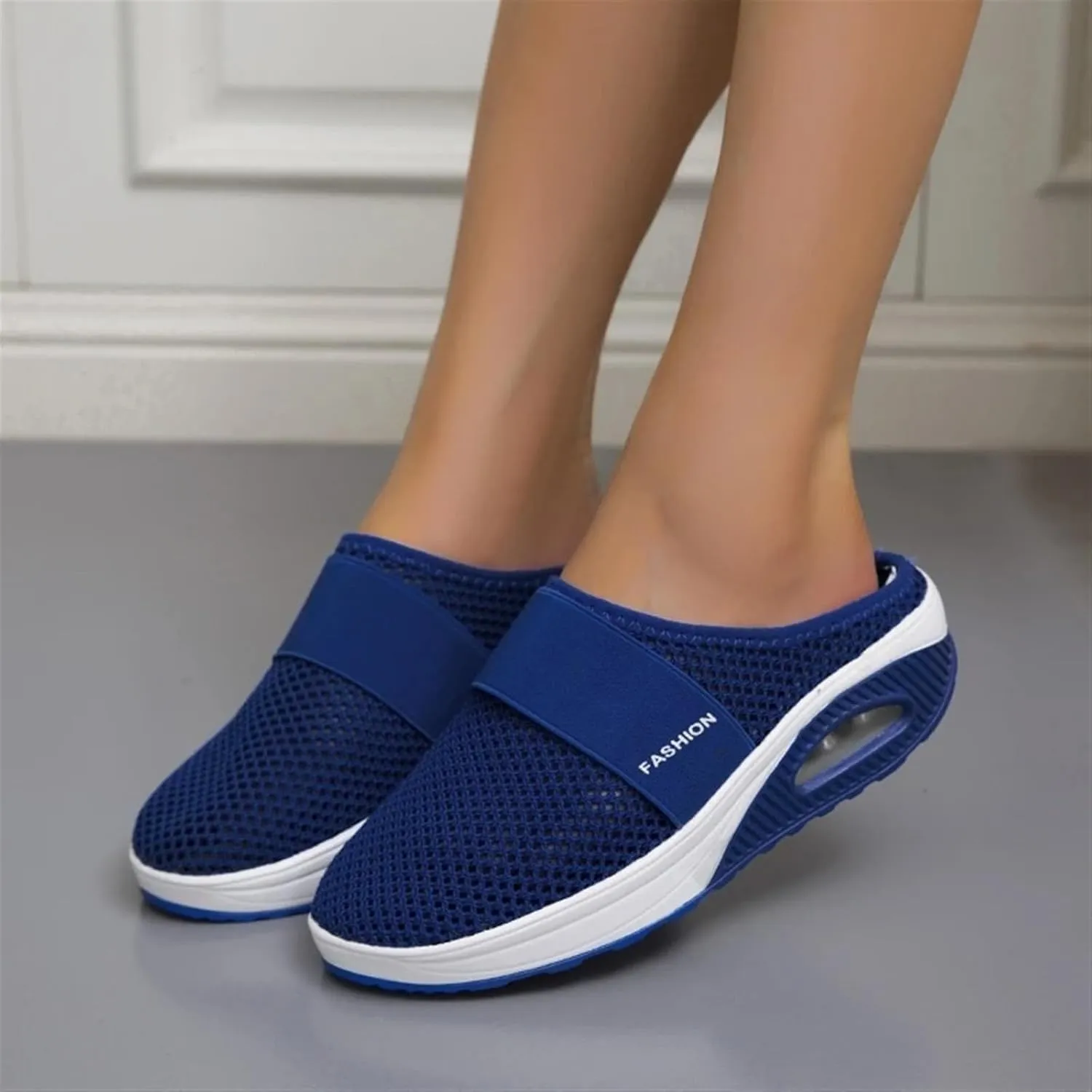 Mules for Women 2025 Breathable Comfort Wide Width Women's Air Cushion Slip On Walking Shoes Orthopedic Diabetic Walking Shoes Closed Toe Breathable Slippers Mesh Orthopedic Diabetic Walking Shoe