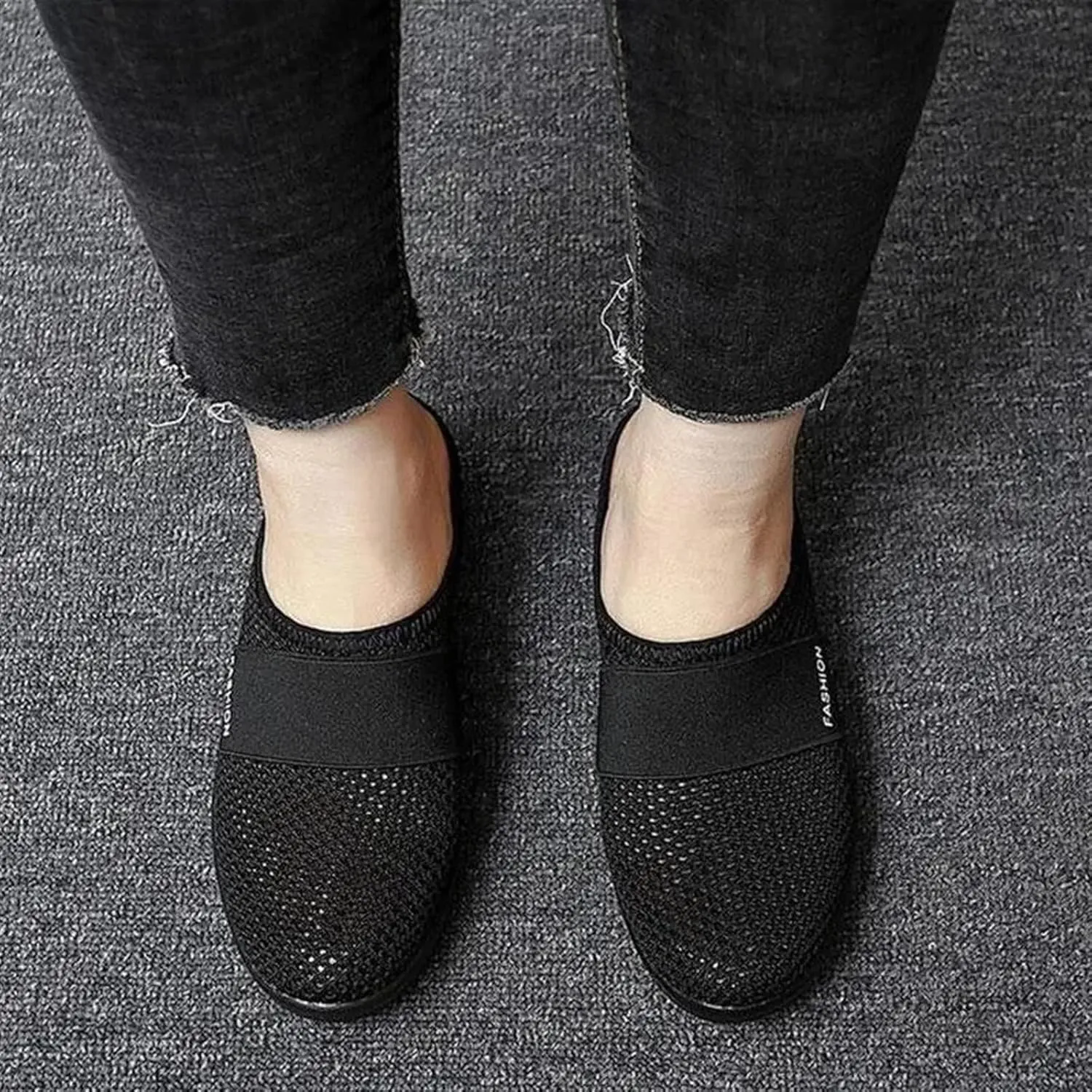 Mules for Women 2025 Breathable Comfort Wide Width Women's Air Cushion Slip On Walking Shoes Orthopedic Diabetic Walking Shoes Closed Toe Breathable Slippers Mesh Orthopedic Diabetic Walking Shoe