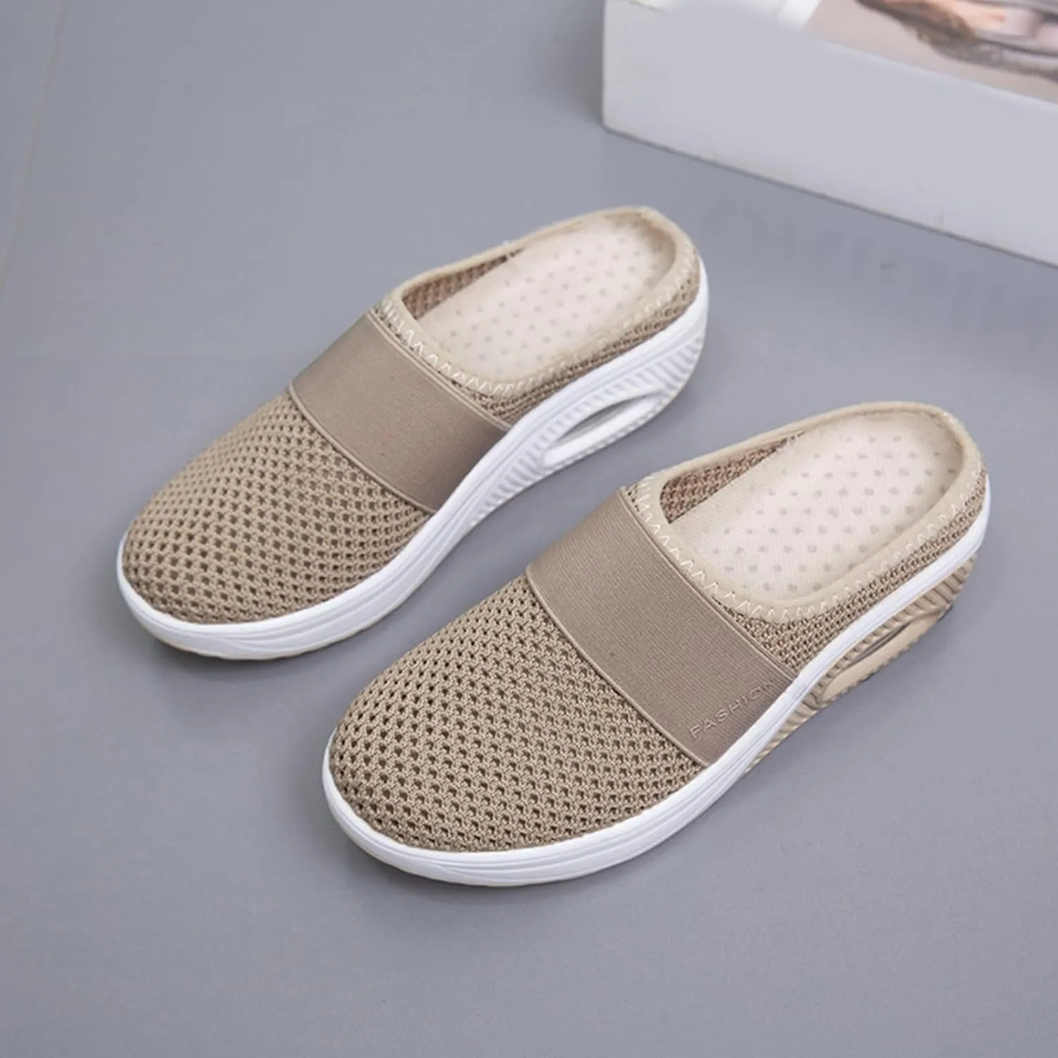 Mules for Women 2025 Breathable Comfort Wide Width Women's Air Cushion Slip On Walking Shoes Orthopedic Diabetic Walking Shoes Closed Toe Breathable Slippers Mesh Orthopedic Diabetic Walking Shoe