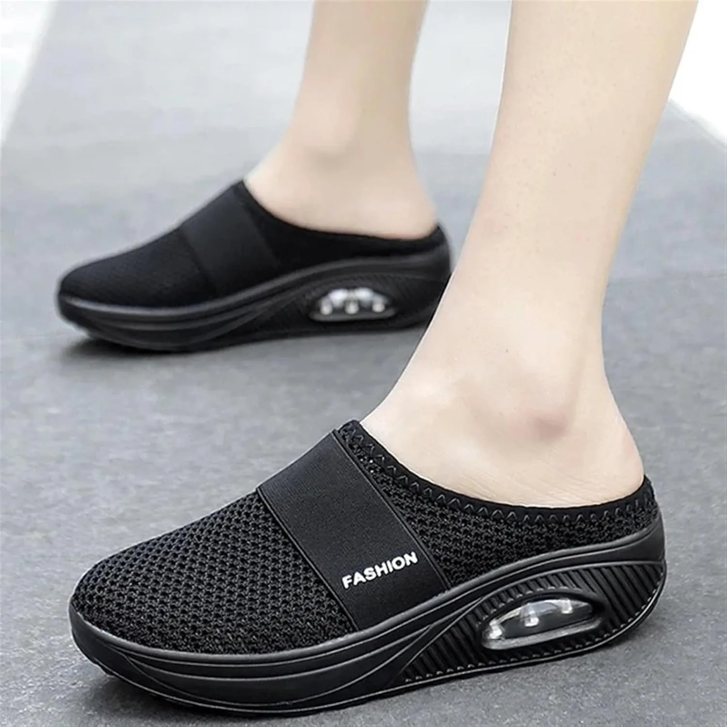 Mules for Women 2025 Breathable Comfort Wide Width Women's Air Cushion Slip On Walking Shoes Orthopedic Diabetic Walking Shoes Closed Toe Breathable Slippers Mesh Orthopedic Diabetic Walking Shoe