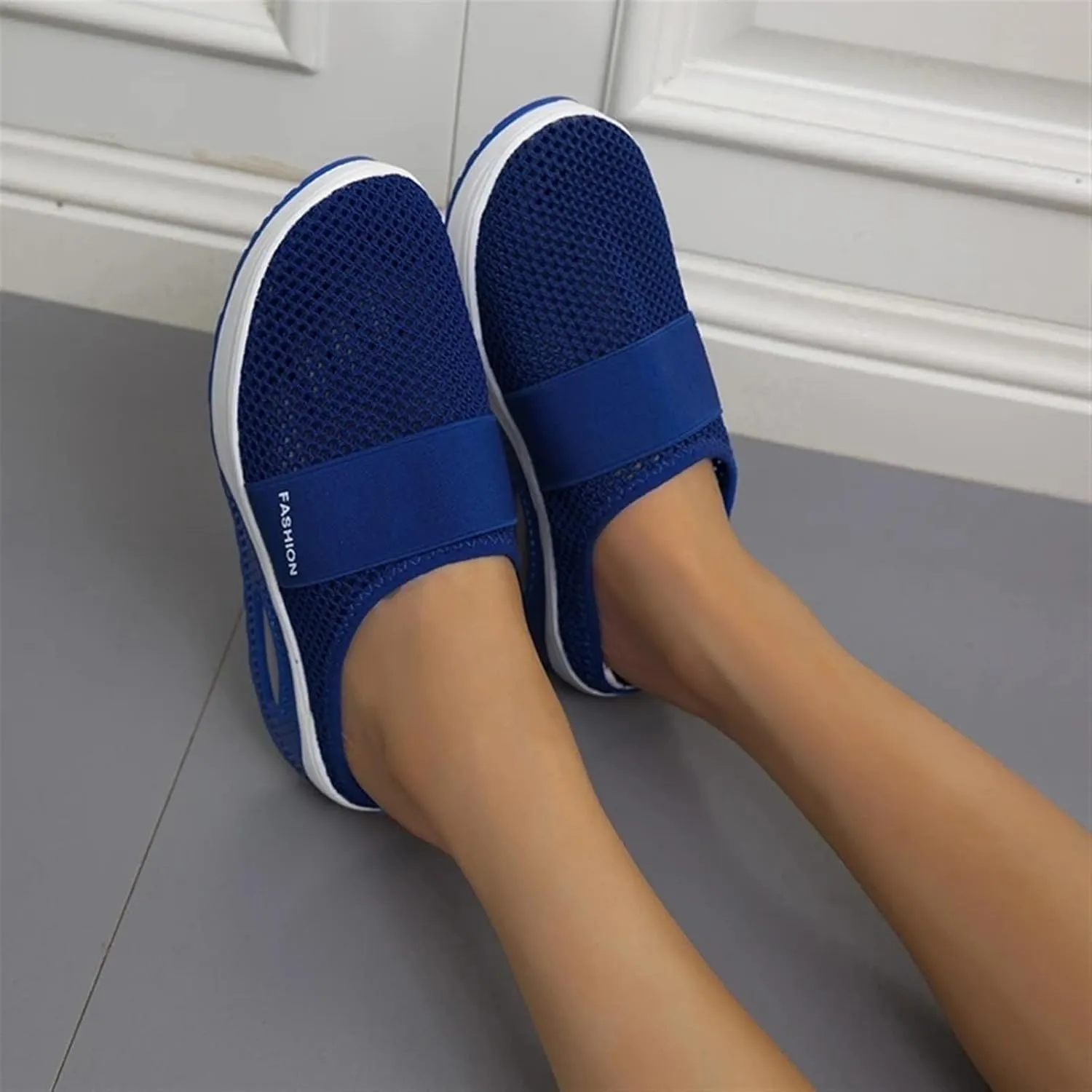 Mules for Women 2025 Breathable Comfort Wide Width Women's Air Cushion Slip On Walking Shoes Orthopedic Diabetic Walking Shoes Closed Toe Breathable Slippers Mesh Orthopedic Diabetic Walking Shoe