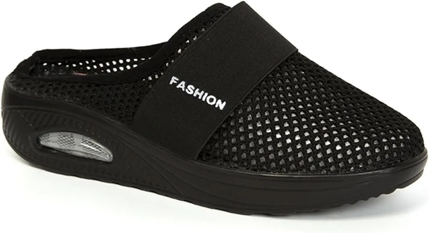 Mules for Women 2025 Breathable Comfort Wide Width Women's Air Cushion Slip On Walking Shoes Orthopedic Diabetic Walking Shoes Closed Toe Breathable Slippers Mesh Orthopedic Diabetic Walking Shoe