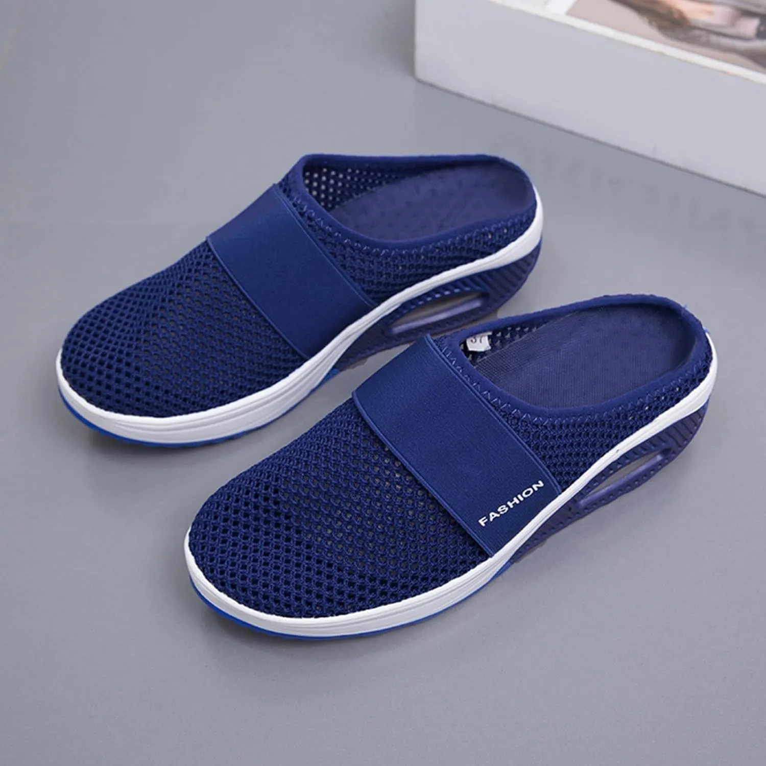 Mules for Women 2025 Breathable Comfort Wide Width Women's Air Cushion Slip On Walking Shoes Orthopedic Diabetic Walking Shoes Closed Toe Breathable Slippers Mesh Orthopedic Diabetic Walking Shoe