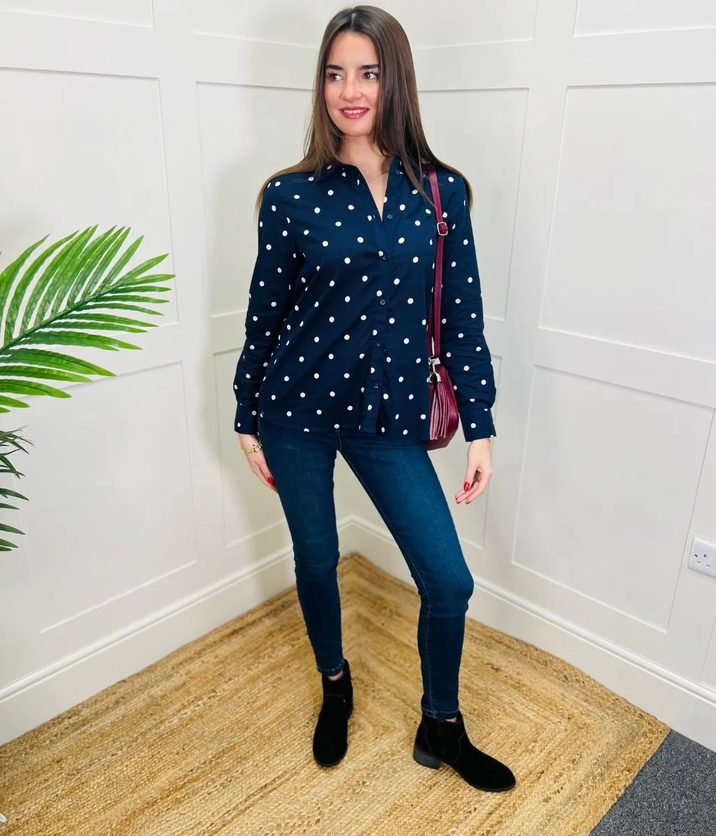 Navy Polka Dot Shirt
