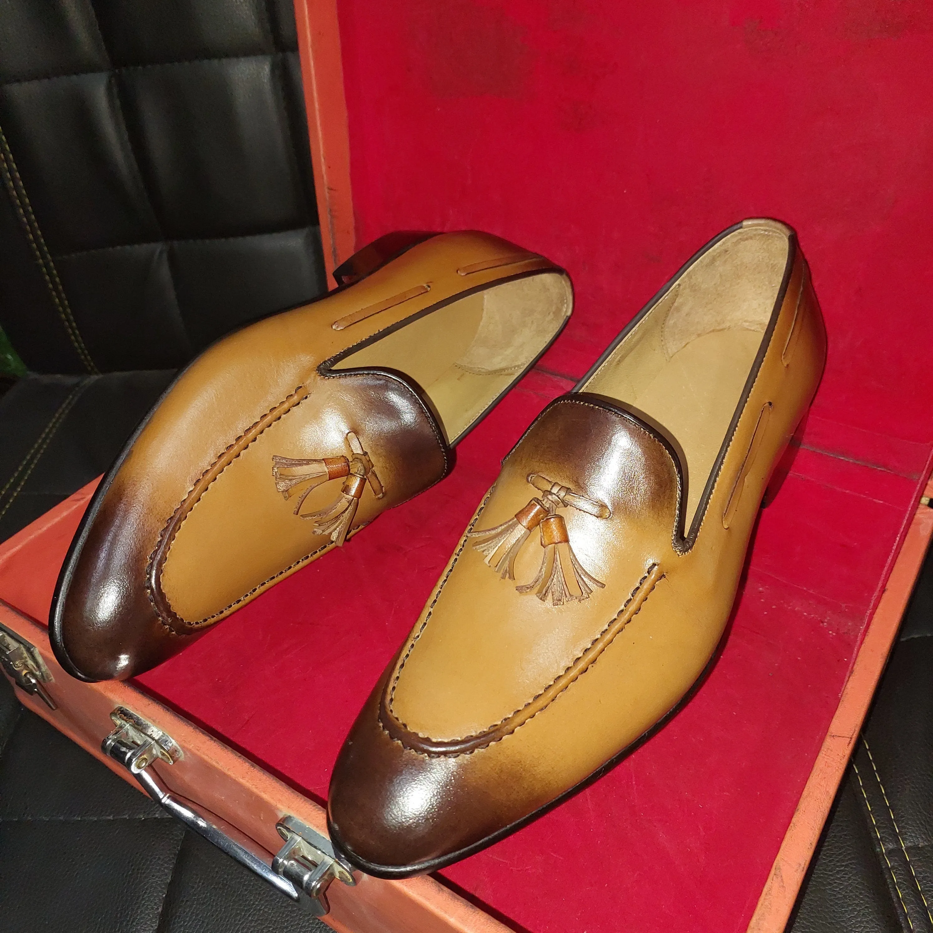 New Men's Handmade Formal Shoes Leather Slip On Stylish Loafer Moccasin Shoes